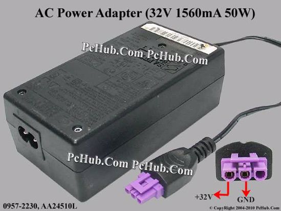 HP Common Item (HP) AC Adapter 20V Above 0957-2230, 32V 1560mA, 3-Hole, 2-pin