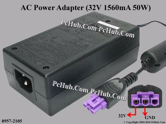 HP Common Item (HP) AC Adapter 20V Above 0957-2105, 32V 1560mA, 3-Hole, 2-pin