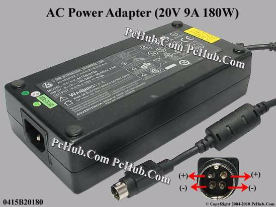 Li Shin 0415B20180 AC Adapter- Laptop 20V 9A, 4-Pin, P1 4=