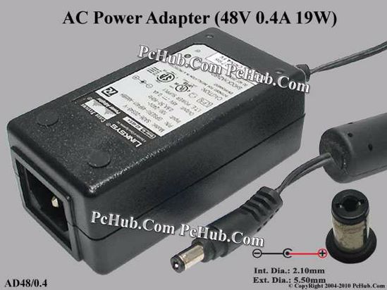 Linksys AD48/0.4 AC Adapter 20V Above 48V 0.4A, 5.5/2.1mm, C14, New