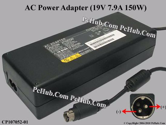 Fujitsu Common Item (Fujitsu / Fujitsu Siemens) AC Adapter- Laptop 19V 7.9A, 3-Pin p1=V