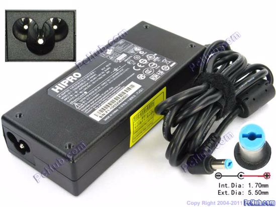 HIPRO HP-A0904A3 AC Adapter- Laptop 19V 4.74A, 5.5/1.7mm, 3-Prong