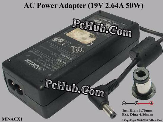 Other Brands Victor AC Adapter 13V-19V 19V 2.64A, 4.8/1.7mm, 2-Prong