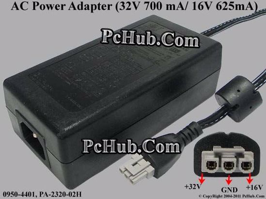 HP Common Item (HP) AC Adapter 20V Above 0950-4401, 32V 700 mA/ 16V 625mA, 3-pin, (IEC