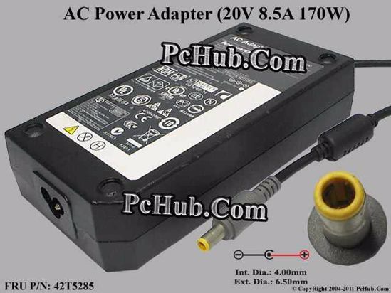 Lenovo Common Item (Lenovo) AC Adapter- Laptop 20V 8.5A, 6.5/4.0mm,, 3-prong