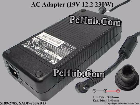 HP Common Item (HP) AC Adapter- Laptop 19V 12.2A, 7.4/5.0mm w/o Pin, C14