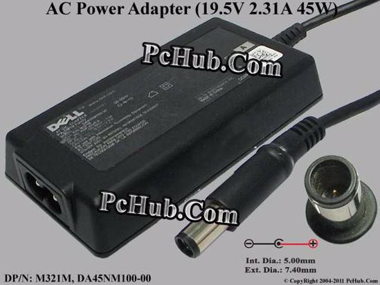 Dell Common Item (Dell) AC Adapter- Laptop M321M, 19.5V 2.31A, PIN, 2-prong