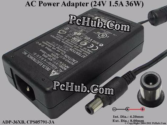 Delta Electronics ADP-36XB AC Adapter 20V Above 24V 1.5A, PIN, (IEC C14)