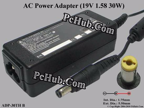 Delta Electronics ADP-30TH B AC Adapter- Laptop 19V 1.58A, Tip-Acer, 3-prong