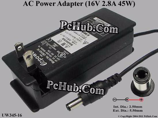 Other Brands ezPower AC Adapter 13V-19V UW345-16, Tip-C, 2-pin US