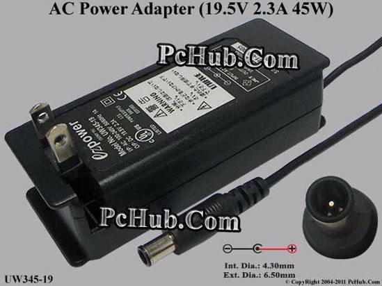 Other Brands ezPower AC Adapter 13V-19V UW345-19, 19.5V 2.3A, 2-pin US