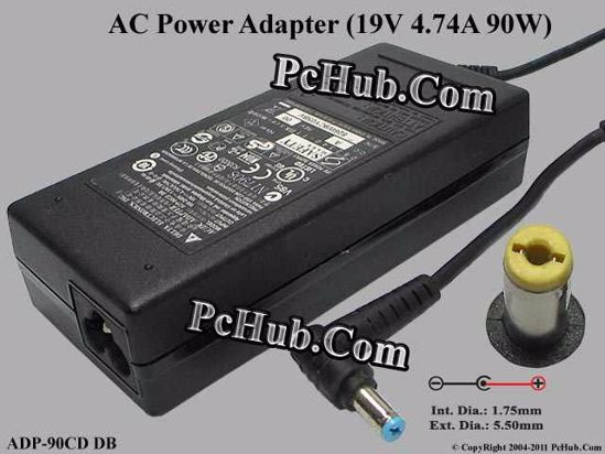 Delta Electronics ADP-90CD DB AC Adapter- Laptop 19V 4.74A, 5.5/1.7mm, 3-Prong