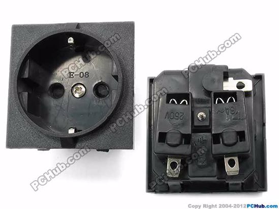 ACP Socket AC Plug Socket EU 2-Pin Slot-in Socket, 250V 15A, E-08