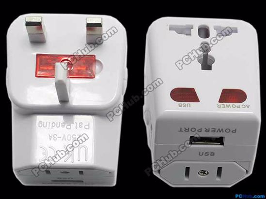 ACP Connector AC Travel Adapter Plug, 3 pcs, with USB