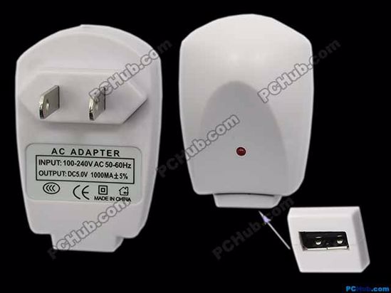 ACP USB USB- AC Power AC to USB Port, US, 5V 1000mA, White