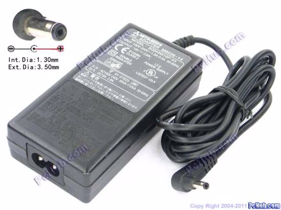 Mitsubishi M6036-14 AC Adapter- Laptop 16V 2.8A, (1.3/3.5mm), 2-Pin