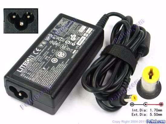 LITE-ON PA-1650-69 AC Adapter- Laptop 19V 3.42A, 5.5/1.7mm, 3-Prong