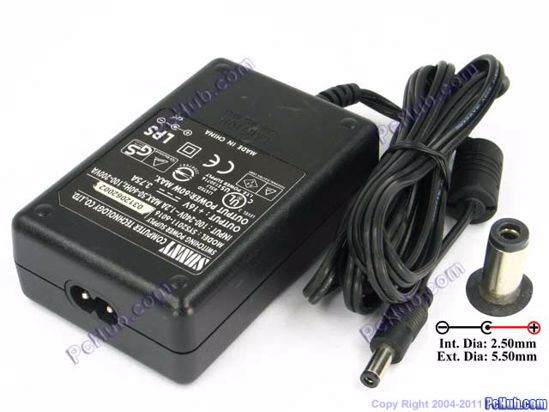 Other Brands Sunny Computer AC Adapter- Laptop 16V 3.75A, 5.5/2.5mm, 2 Prong