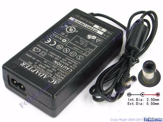 Delta Electronics ADP-60NB D AC Adapter 20V Above 20V 3A, 5.5/2.5mm, 2-Prong