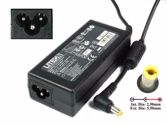 LITE-ON PA-1650-68 AC Adapter- Laptop 19V 3.42A, 5.5/2.5mm, 3-Prong