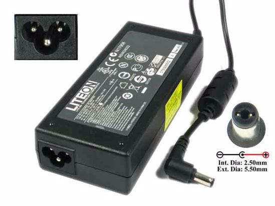 LITE-ON PA-1900-34 AC Adapter- Laptop 19V 4.74A, 5.5/2.5mm, 3-Prong, New