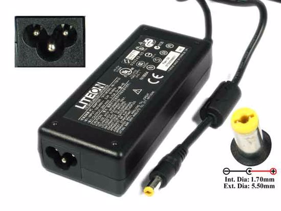 LITE-ON PA-1750-02 AC Adapter- Laptop 20V 3.75A, Tip-A, 3-Prong