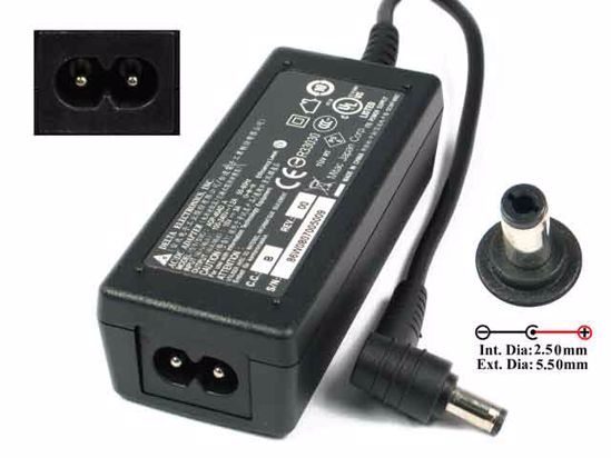 Delta Electronics ADP-45AD AC Adapter- Laptop 15V 3A, 5.5/2.5mm, 2-Prong