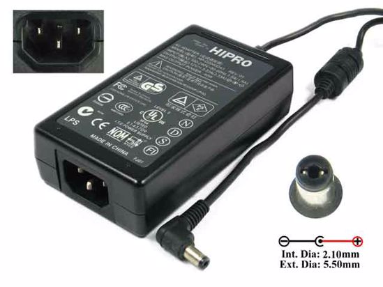 HIPRO HP-O2040D43 AC Adapter- Laptop 12V 3.33A, 5.5/2.1mm, C14