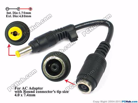 ACP For Laptop DC Tip Converter-Wire 7.5/4.0mm to 4.8/1.7 mm Plug, 150mm. 90 Watts