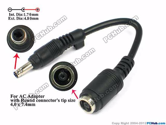 ACP For Laptop DC Tip Converter-Wire 7.5/4.0mm to Hp 4.8/1.7 mm Plug, 150mm. 90 Watts