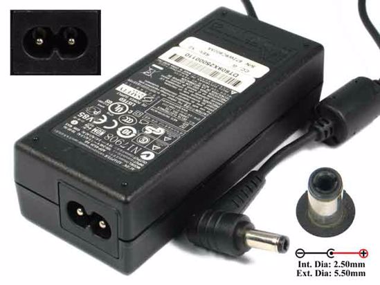 Delta Electronics ADP-65JH AB AC Adapter- Laptop 19V 3.42A, 5.5/2.5mm, 2-Prong