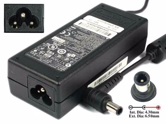 Delta Electronics ADP-65JH DB AC Adapter- Laptop 19V 3.42A, 6.5/4.3mm With Pin, 3-Prong