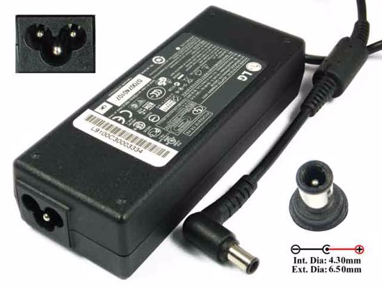 LG Common Item (LG) AC Adapter- Laptop 19V 4.74A, 6.5/4.3mm, With Pin, 3-Prong