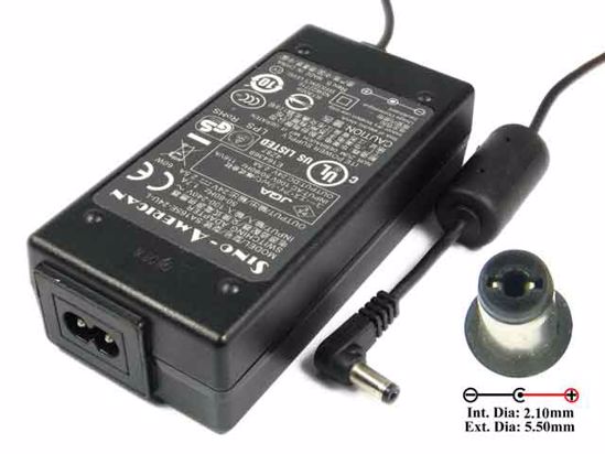 Sino American SA165E-24U-L AC Adapter- Laptop 24V 2.5A, 2.1/5.5mm, 2-Prong