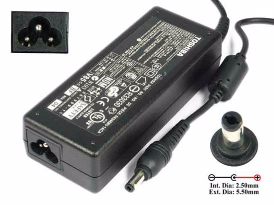 Toshiba Common Item (Toshiba) AC Adapter- Laptop 19V 3.95A, 5.5/2.5mm, 3-Prong