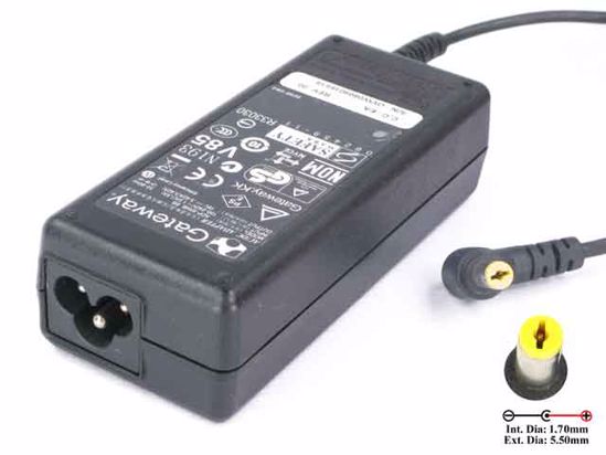 Gateway Common Item (Gateway) AC Adapter- Laptop 19V 3.42A, 5.5/1.7mm, 3-Prong