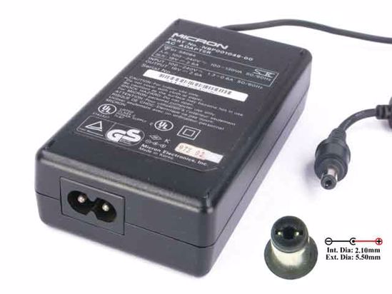 Micron Common Item (Micron) AC Adapter- Laptop 19V 2.6A, 5.5/2.1mm, 2-Prong