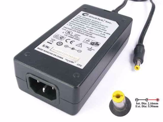 GlobTek GT-21126-6024 AC Adapter- Laptop 24V 2.5A, 5.5/2.1mm, C14