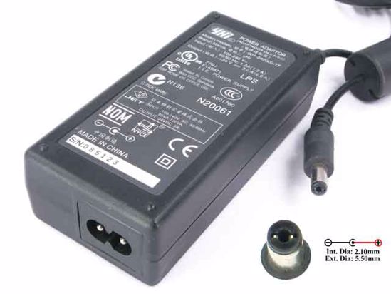 Other Brands YHi Power AC Adapter- Laptop 24V 2A, 5.5/2.1mm, 2-Prong