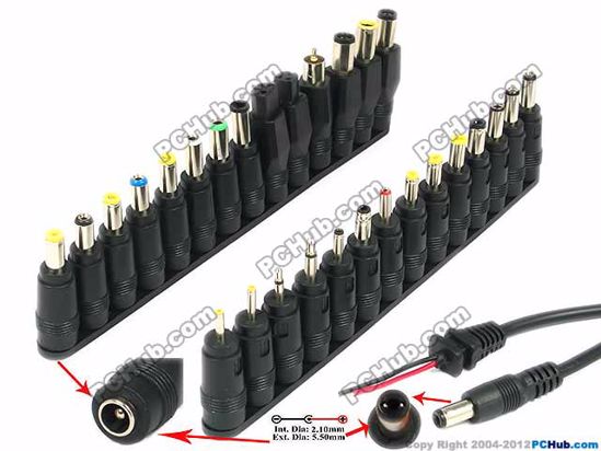 ACP Combination DC Tip Converter 5.5/2.1mm, 28-in-1 Multi Adaper Plugs, Straight, F