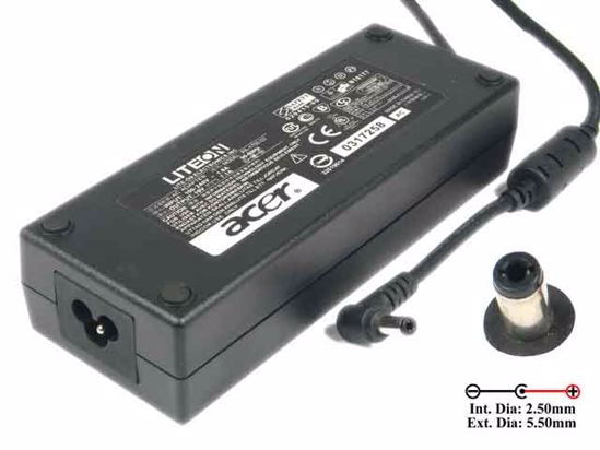 LITE-ON PA-1700-02 AC Adapter- Laptop 19V 7.1A, 5.5/2.5mm, 3-Prong