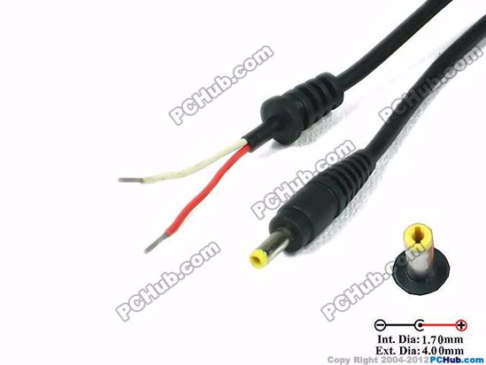 ACP Wire DC Tip Converter-Wire 2-Wire, To 4.0/1.7mm, 1000mm. 90 Watts