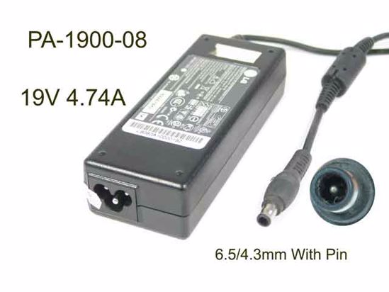 LG PA-1900-08 AC Adapter- Laptop 19V 4.74A, 6.5/4.3mm, With Pin, 3-Prong