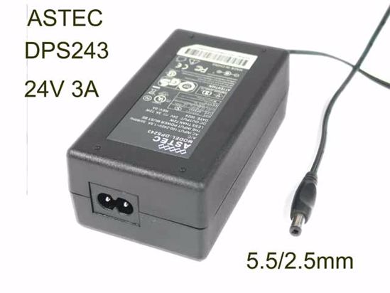 ASTEC DPS243 AC Adapter 20V Above 24V 3A, 5.5/2.5mm, 2-Prong, New