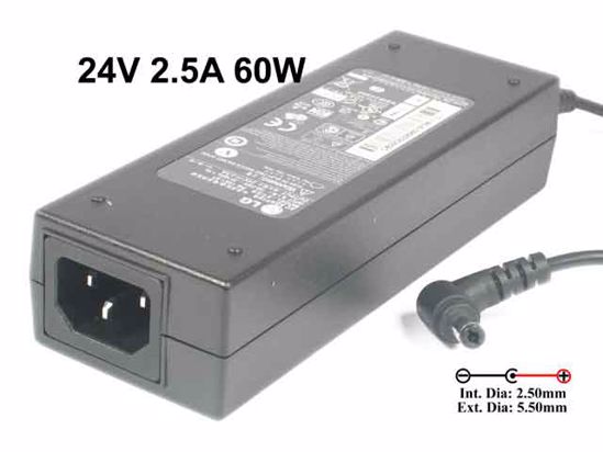 LG PA-1061-61 AC Adapter 20V Above 24V 2.5A, 5.5/2.5mm, C14, NEW