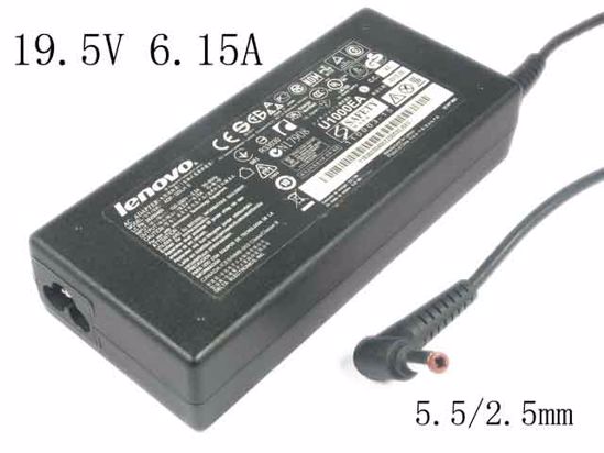 Lenovo IdeaPad Y470 AC Adapter NEW Original 19.5V 6.15A, 5.5/2.5mm, 3 Prong, New