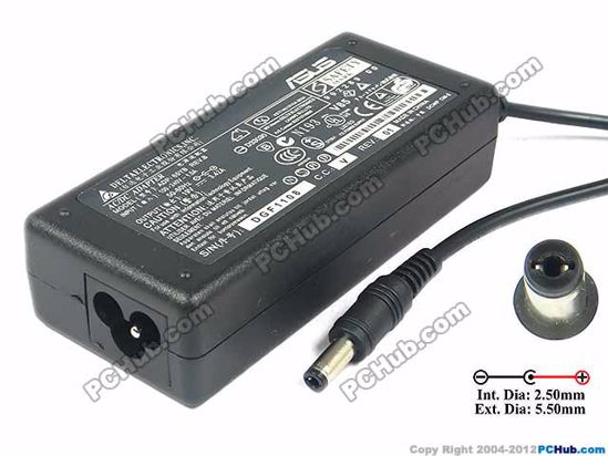 Delta Electronics ADP-65YB AC Adapter- Laptop 19V 3.42A, 5.5/2.5mm, 12mm, 3-Prong