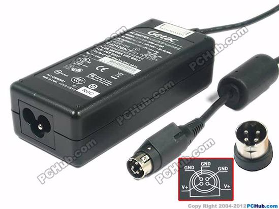 Getac ADM-6019M AC Adapter- Laptop 19V 3.16A 60W, 4-Pin P1 4=V