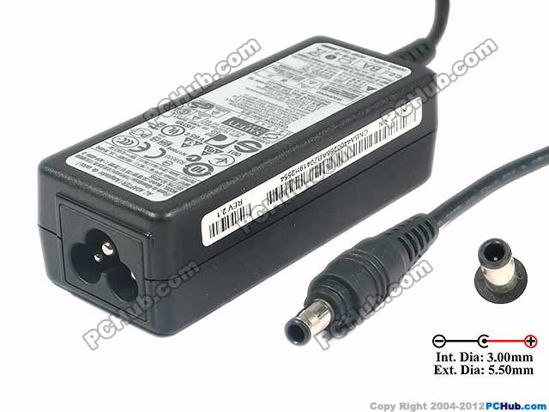 Samsung Laptop N230 AC Adapter- Laptop 19V 2.1A, 5.5/3.0mm With Pin, 3-Prong, New