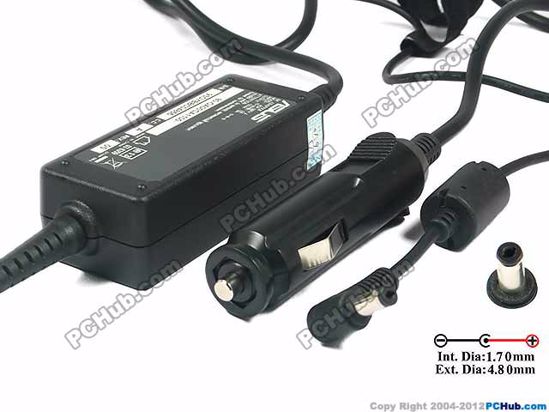 ASUS Eee PC 900 Series AC Adapter- Laptop 12V 3A, 4.8/1.7mm, Car 12V DC Plug